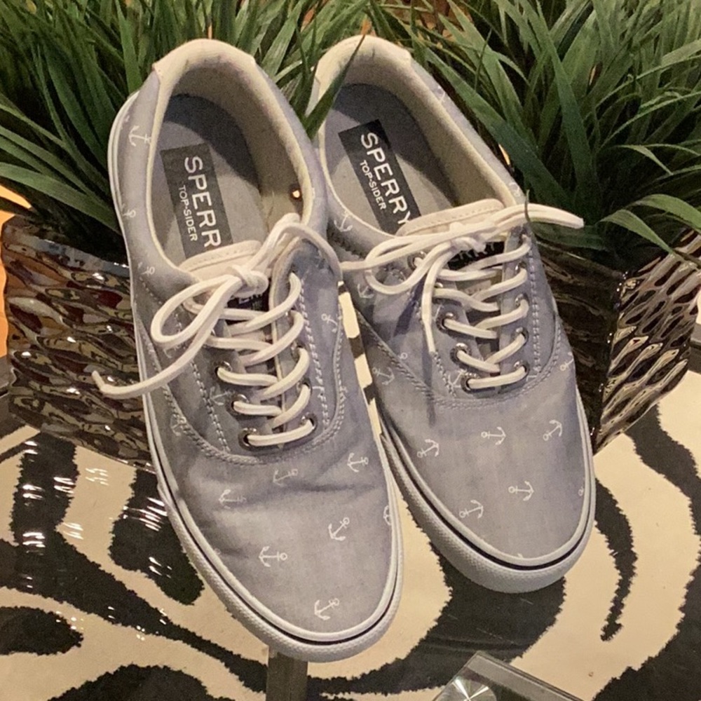 Sperry Gray Anchor Print Sneakers